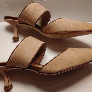 Ann Taylor Chai latte Suede kitten heel mule pump-missy Style# 598163  Size 6M